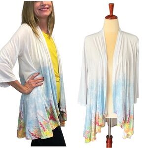 Women’s Floral Lightweight Cardigan Sweater Kimono Sleeve Multicolor Open Front